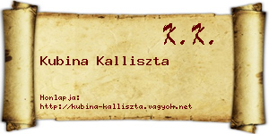 Kubina Kalliszta névjegykártya